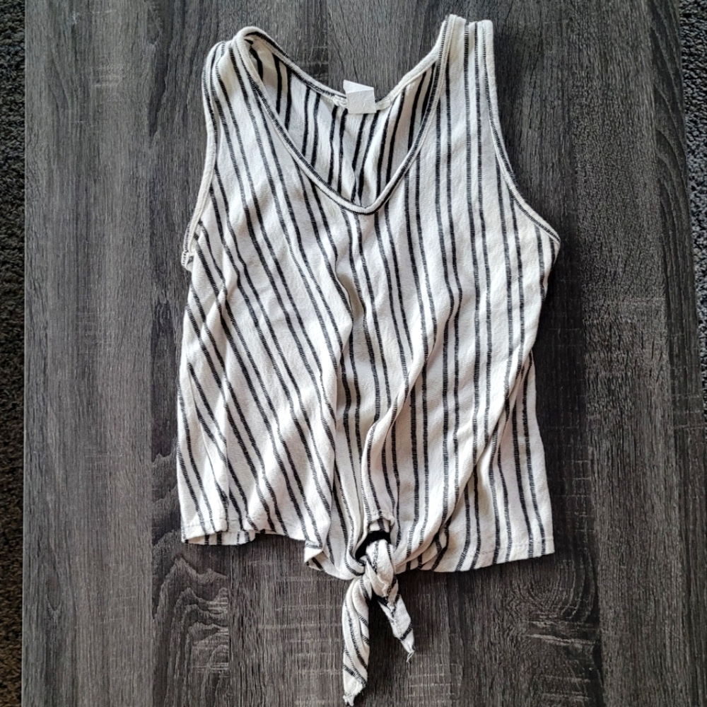 Caution To The Wind Tie Striped Tank Top